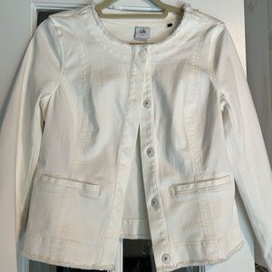 Cabi White Denim Jacket with Buttons